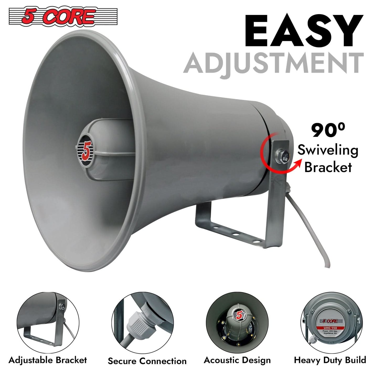 5Core PA Speaker Pair 200W Bull Horn Loud Audio Indoor Outdoor Speakers System 8Ohm Reflex Megaphone