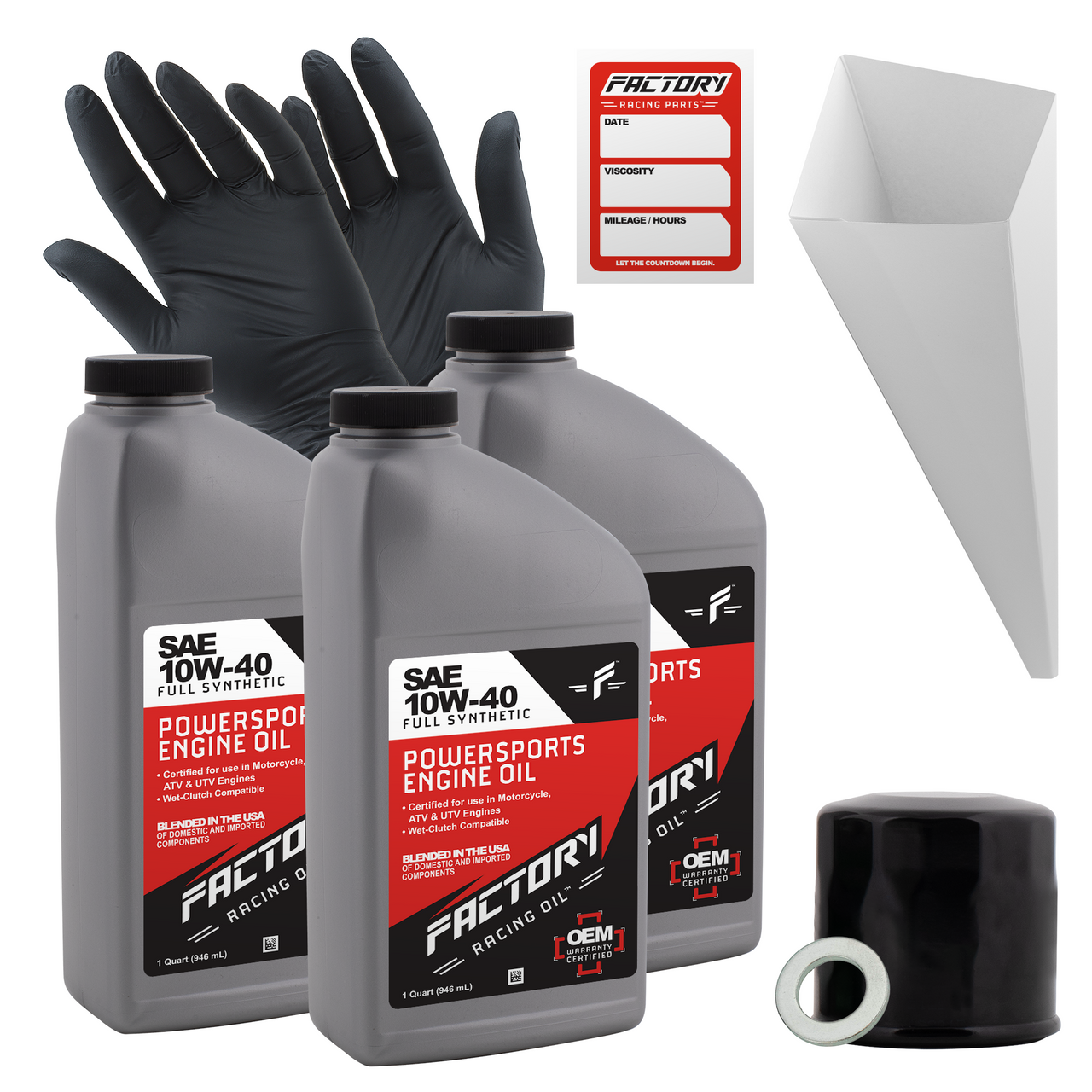 10W-40 3 Quart Oil Change Kit For Honda CB500F, CBR500R, CMX500, CBR600RR, CB650R