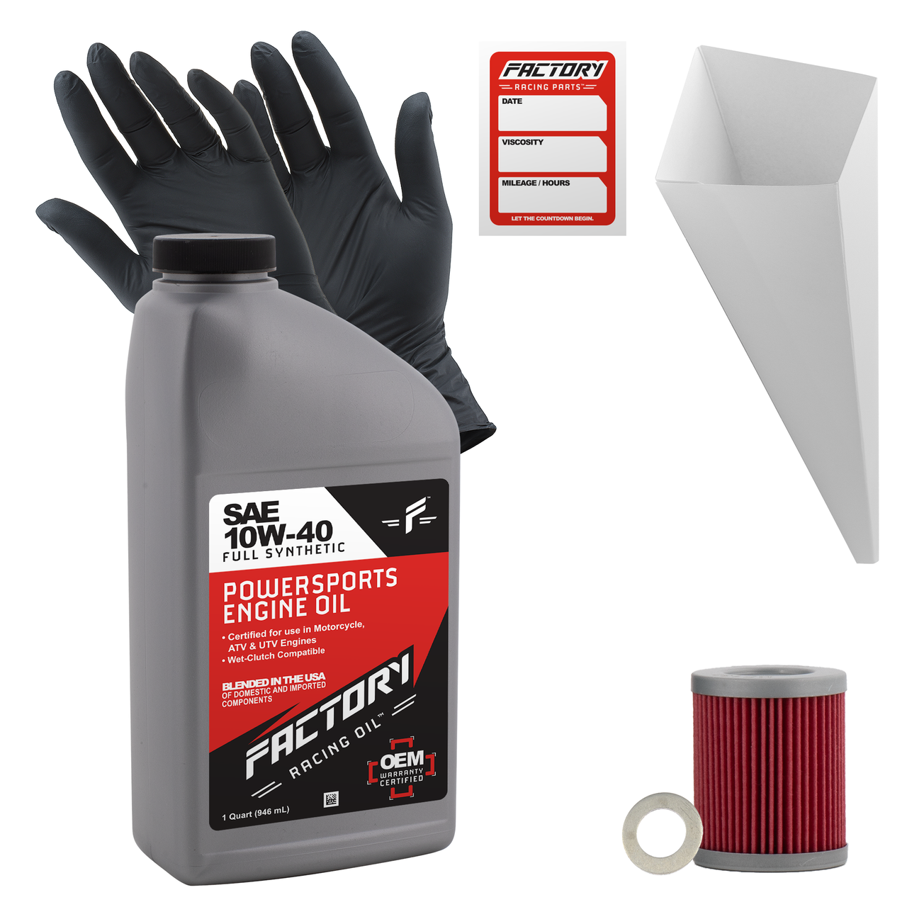 10W-40 Full Synthetic 1 Quart Oil Change Kit fits Suzuki DR125SE, DR200S, RV200